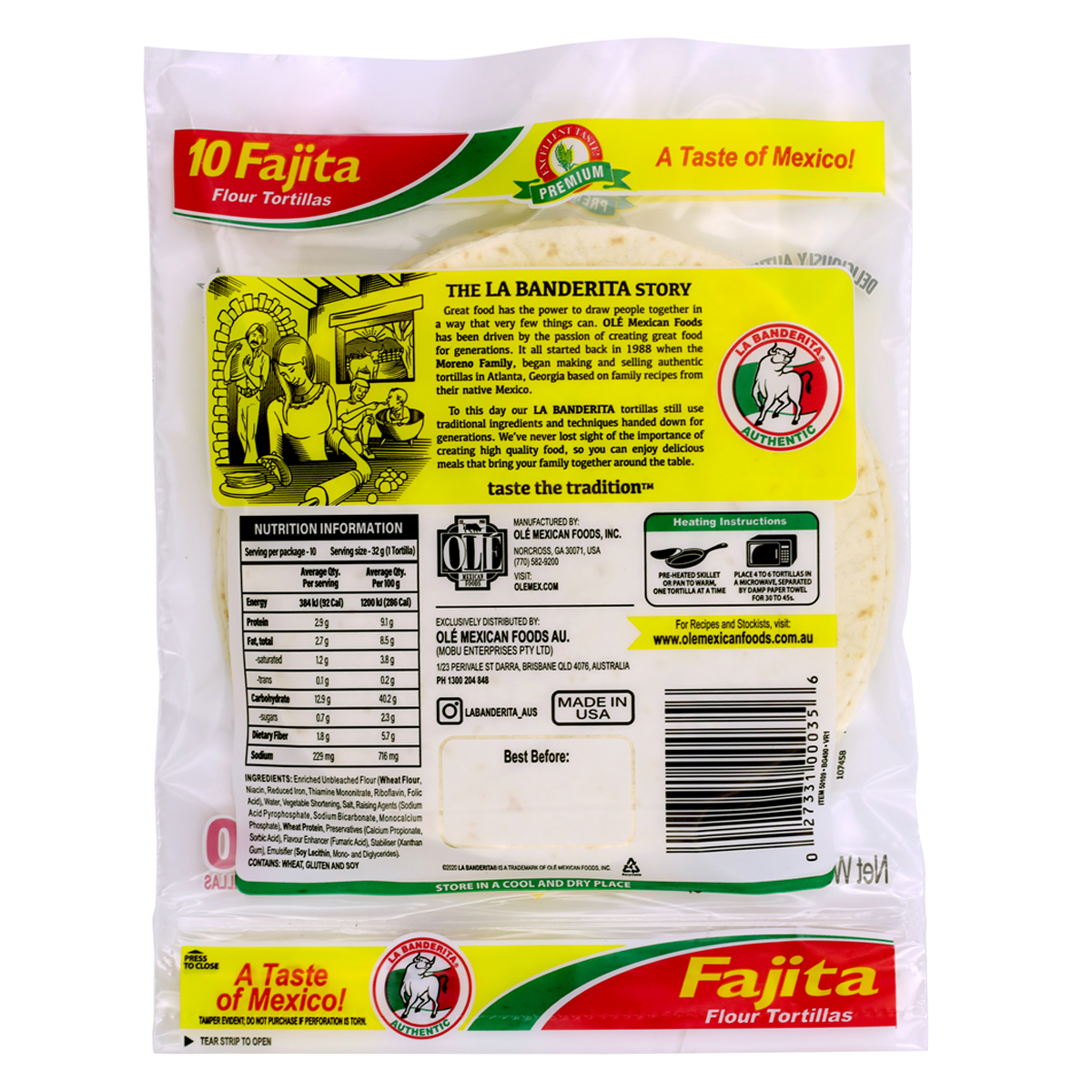 La Banderita Fajita Flour Tortillas x10 320g