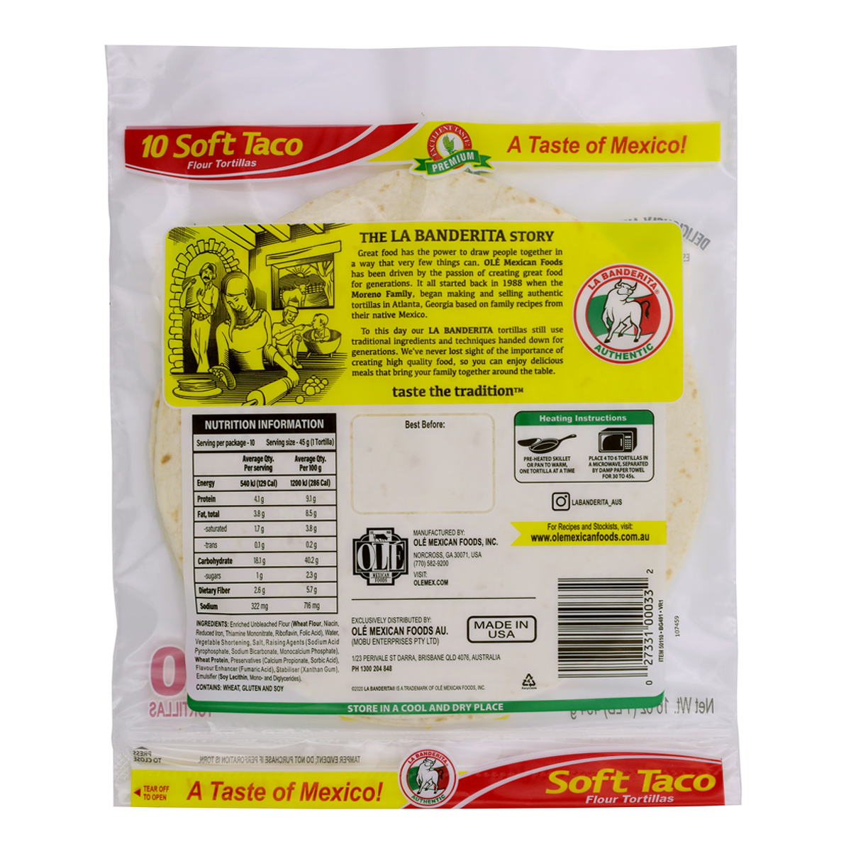 La Banderita Soft Taco x10 454g