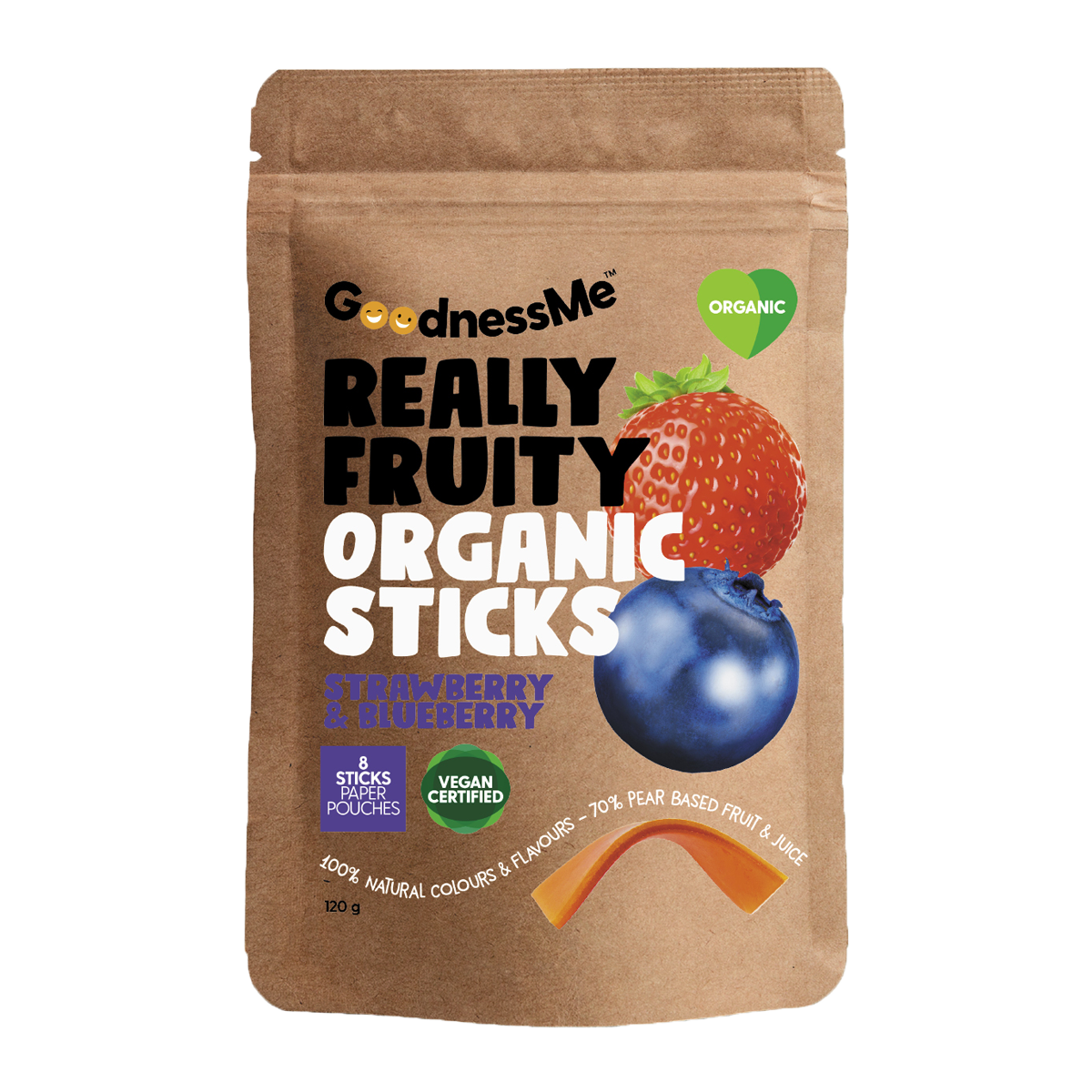 Goodness Me Organic Fruit Stick Strawberry & Blueberry 120g