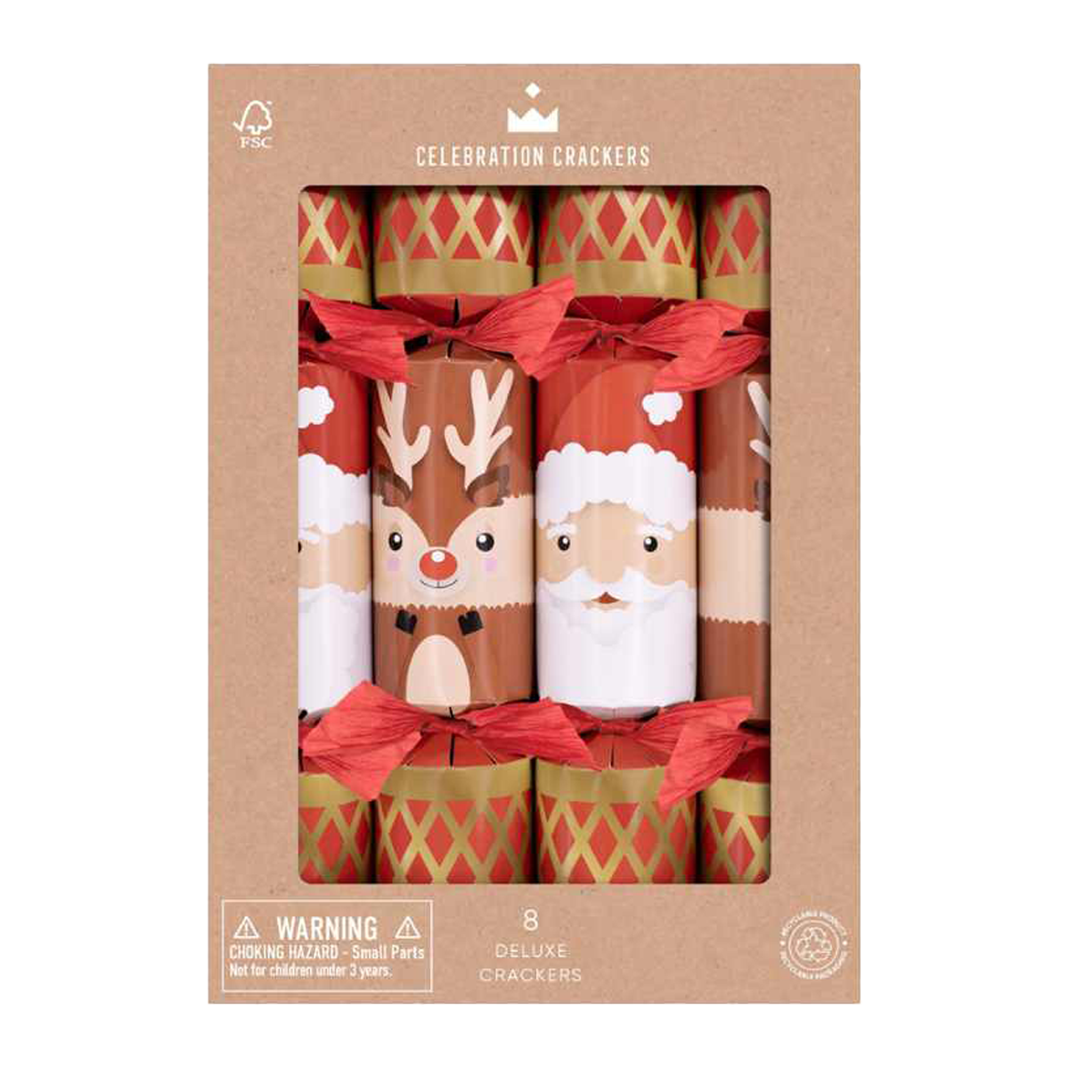 Celebration Crackers Santa Reindeers x8