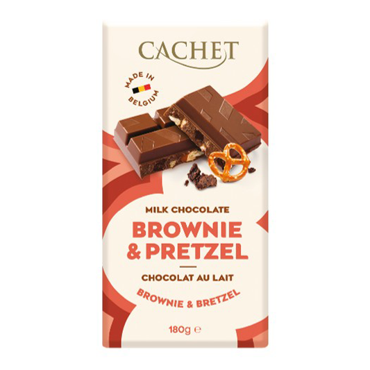 Cachet Milk Chocolate Brownie & Pretzel Block 180g