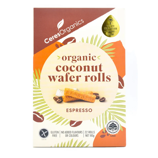 Ceres Organics Coconut Wafer Rolls Espresso 80g