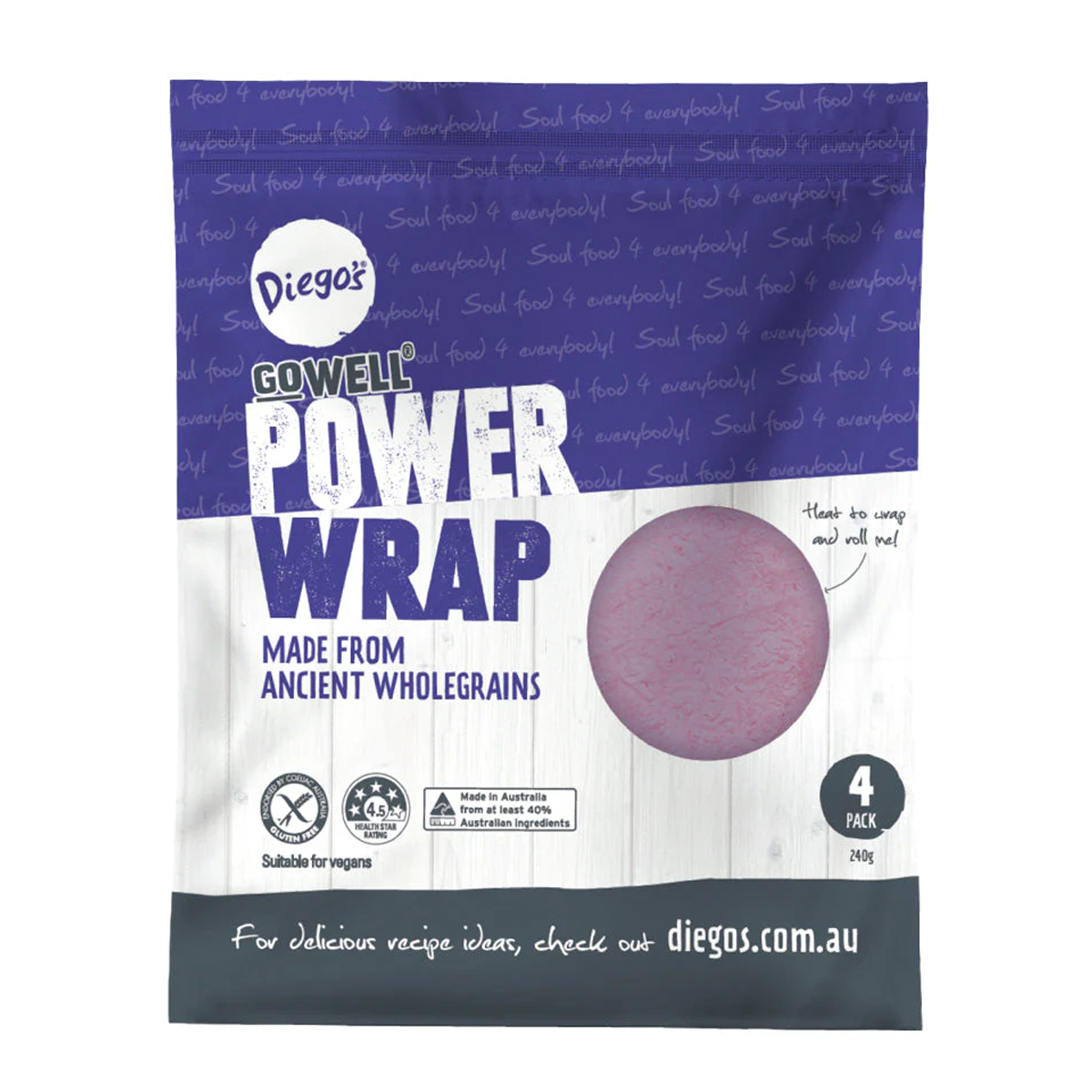 Diego's Gluten Free Power Wrap x4 240g