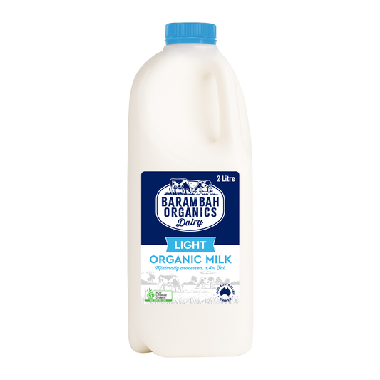 Barambah Organics Unhomogenised Cream Top Light Milk 1.4% Fat 2L