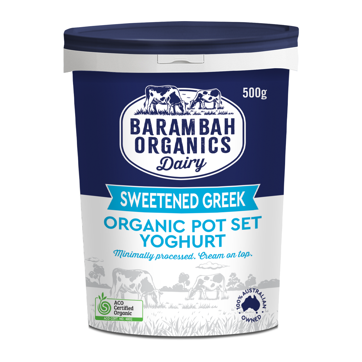 Barambah Organics Sweetened Greek Yoghurt 500g