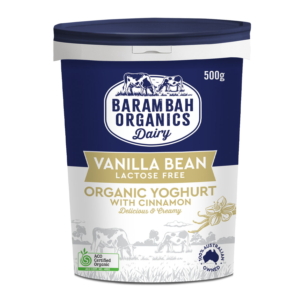 Barambah Organics Lactose Free Vanilla Bean Yoghurt 500g