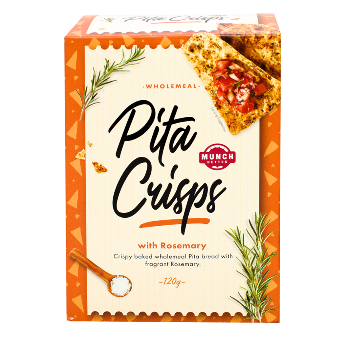 Munch Better Wholemeal Pita Crisps with Rosemary 120g