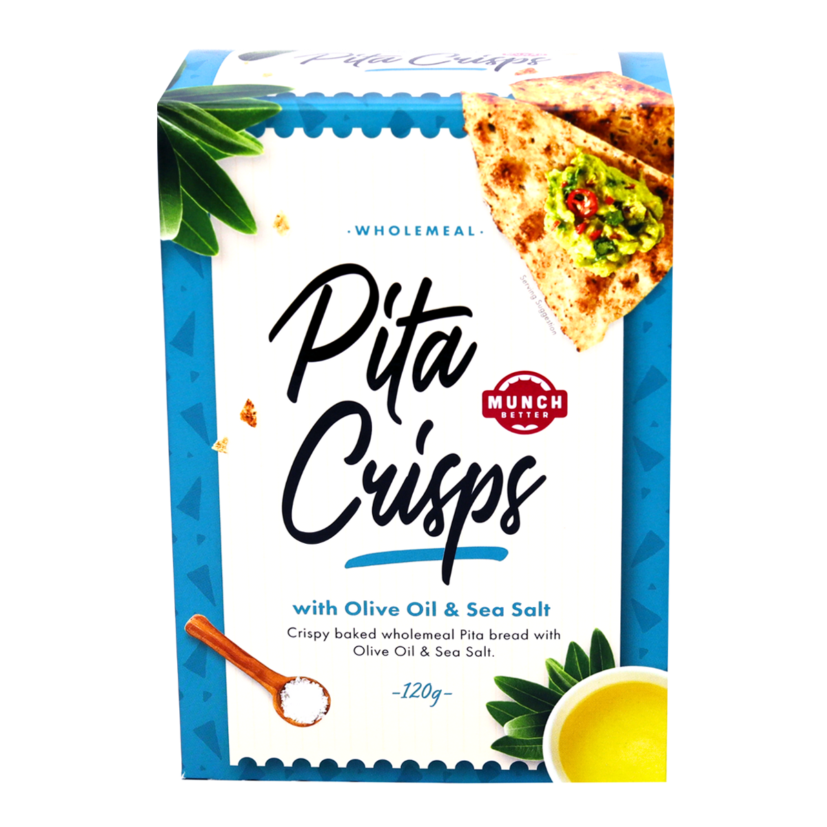 Munch Better Wholemeal Pita Crisps with Olive Oil and Sea Salt 120g