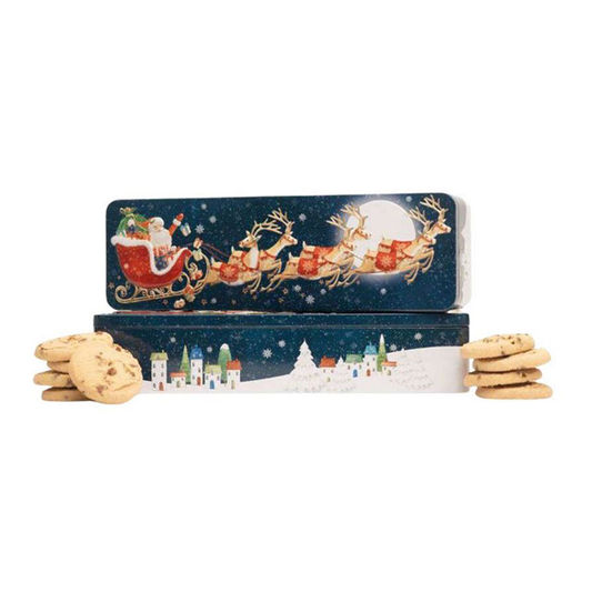 Farmhouse Chocolate Chip Biscuit Flying Santa Tin 225g