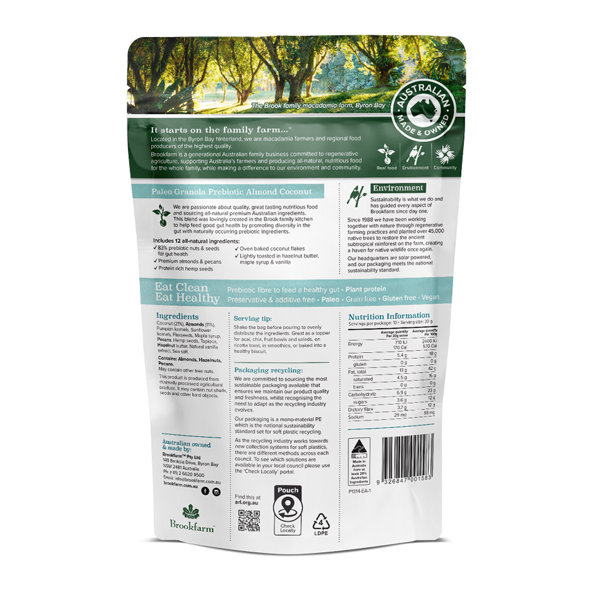 Brookfarm Prebiotic Paleo Granola Almond Coconut 300g