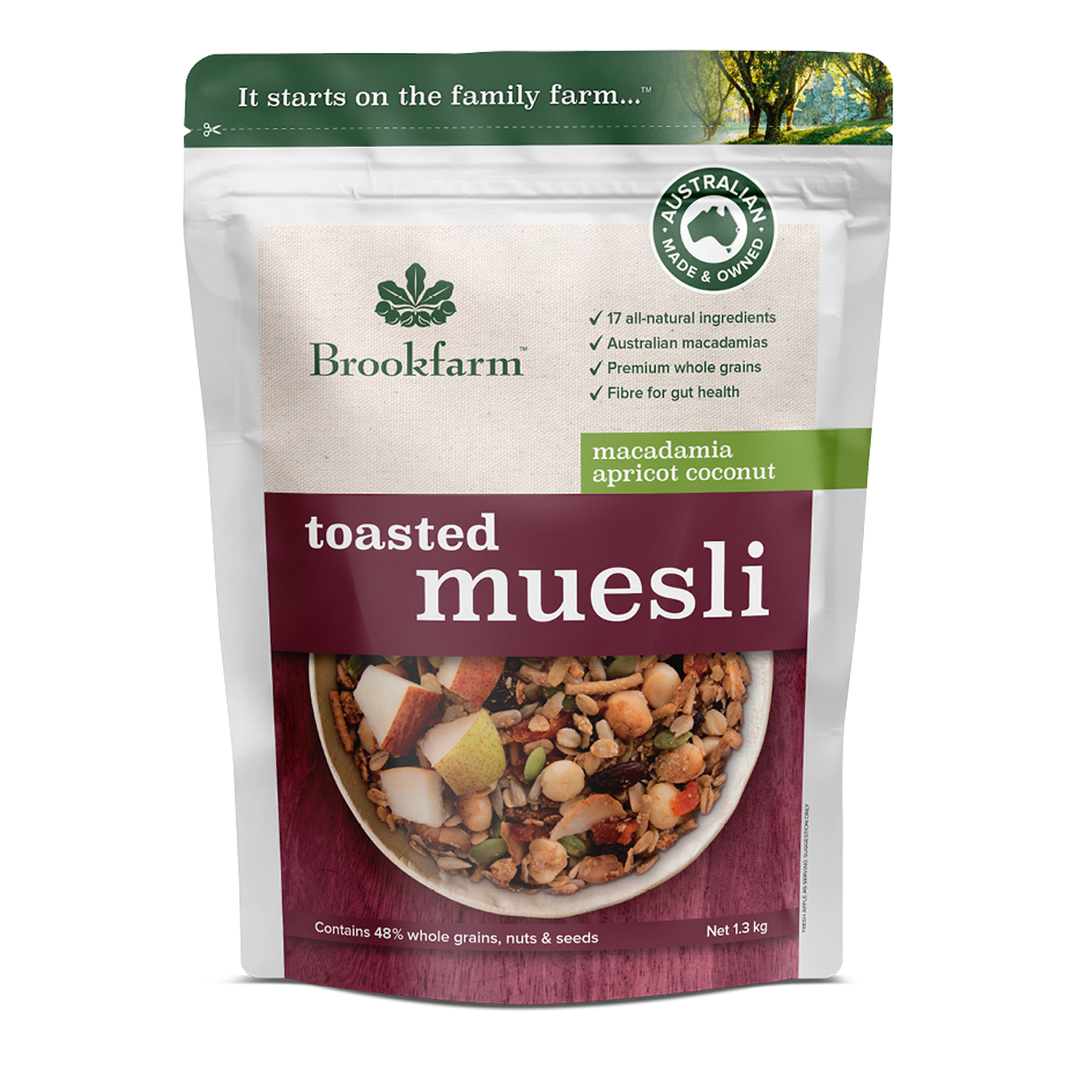 Brookfarm Apricots Coconut Macadamia Toasted Muesli 1.3kg