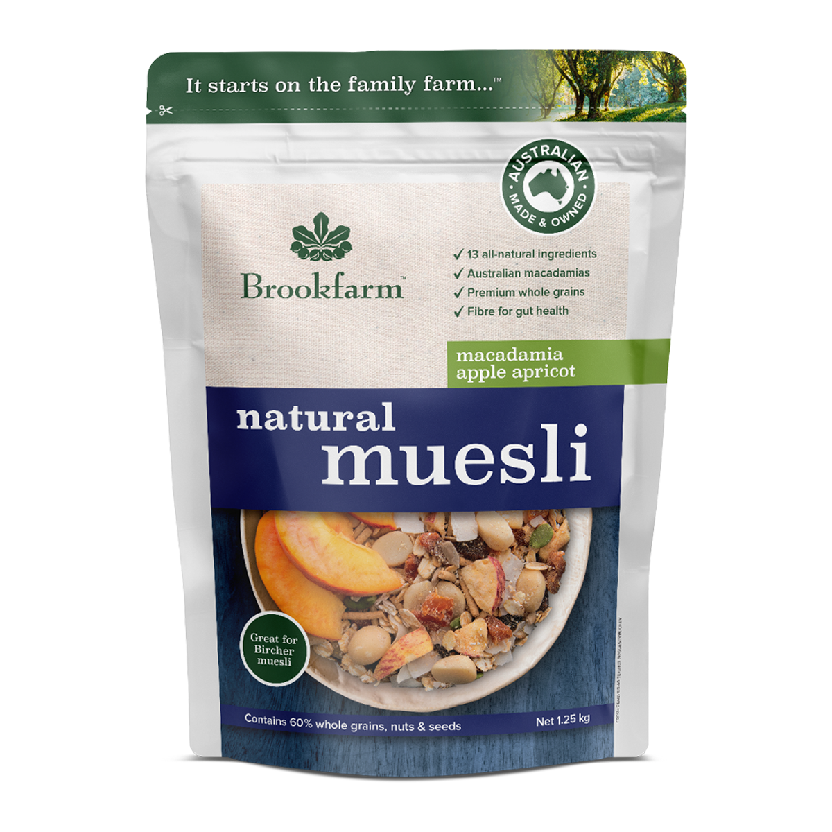 Brookfarm Natural Muesli Macadamia Apple and Apricot 1.25kg