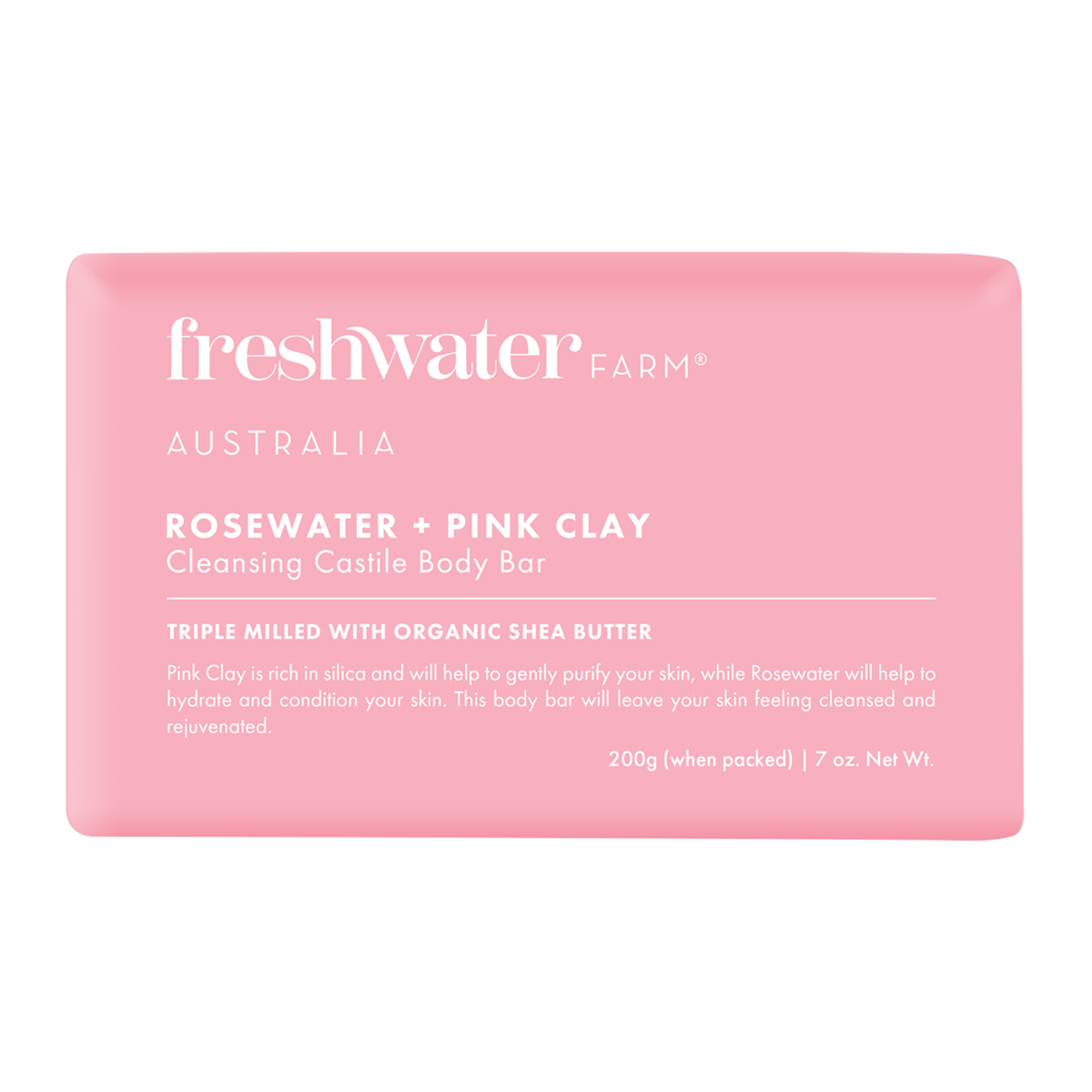 Freshwater Farm Rosewater and Pink Clay Soap 200g