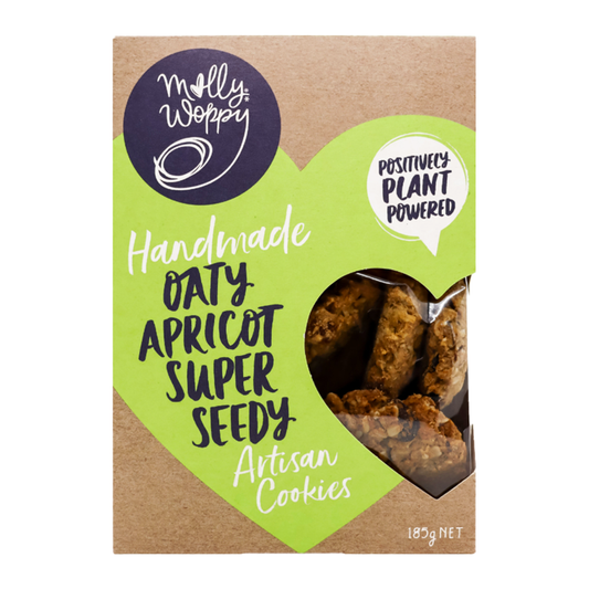 Molly Woppy Artisan Cookies Oaty Apricot Super Seedy Vegan 185g