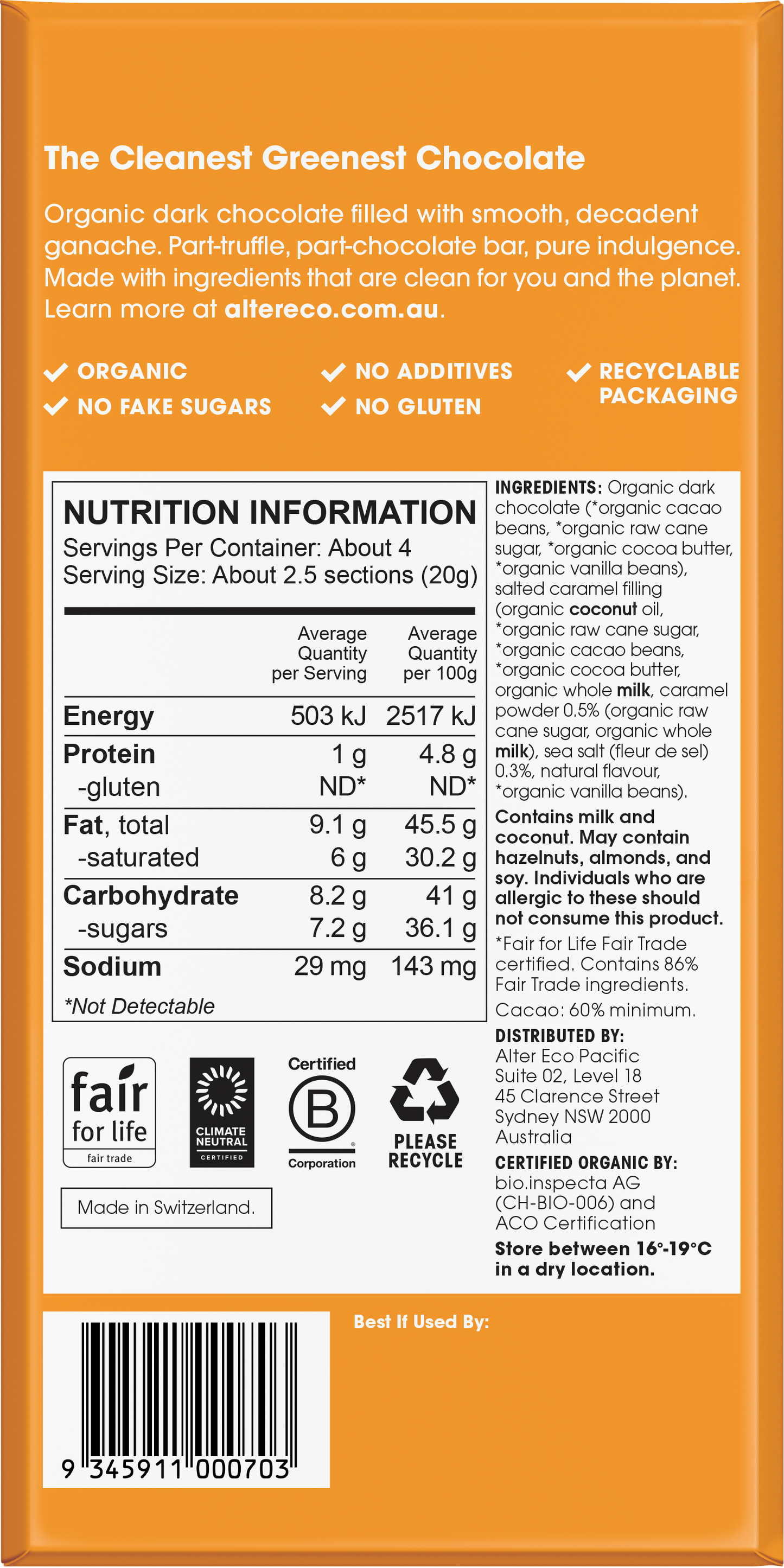 Alter Eco Truffle Thins Salted Caramel 84g