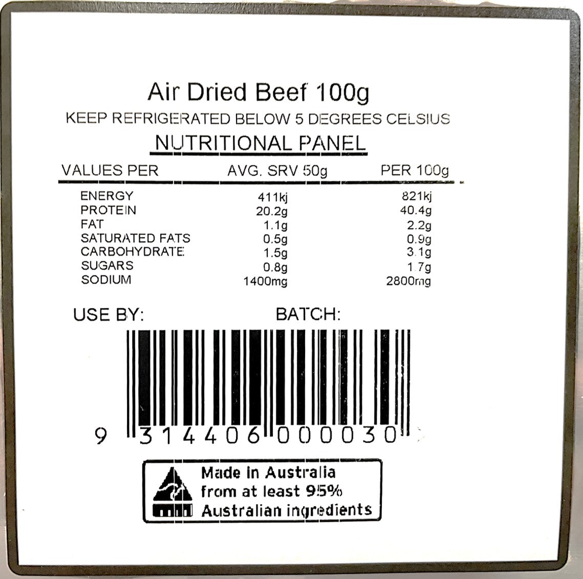 B-B Products Bresaola Air Dried Beef 100g