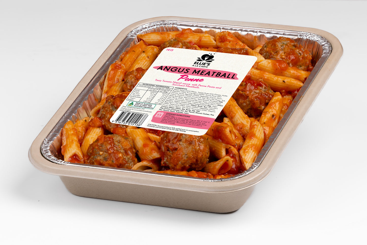 Ellies Ala Carte Angus Meatball Penne 1kg