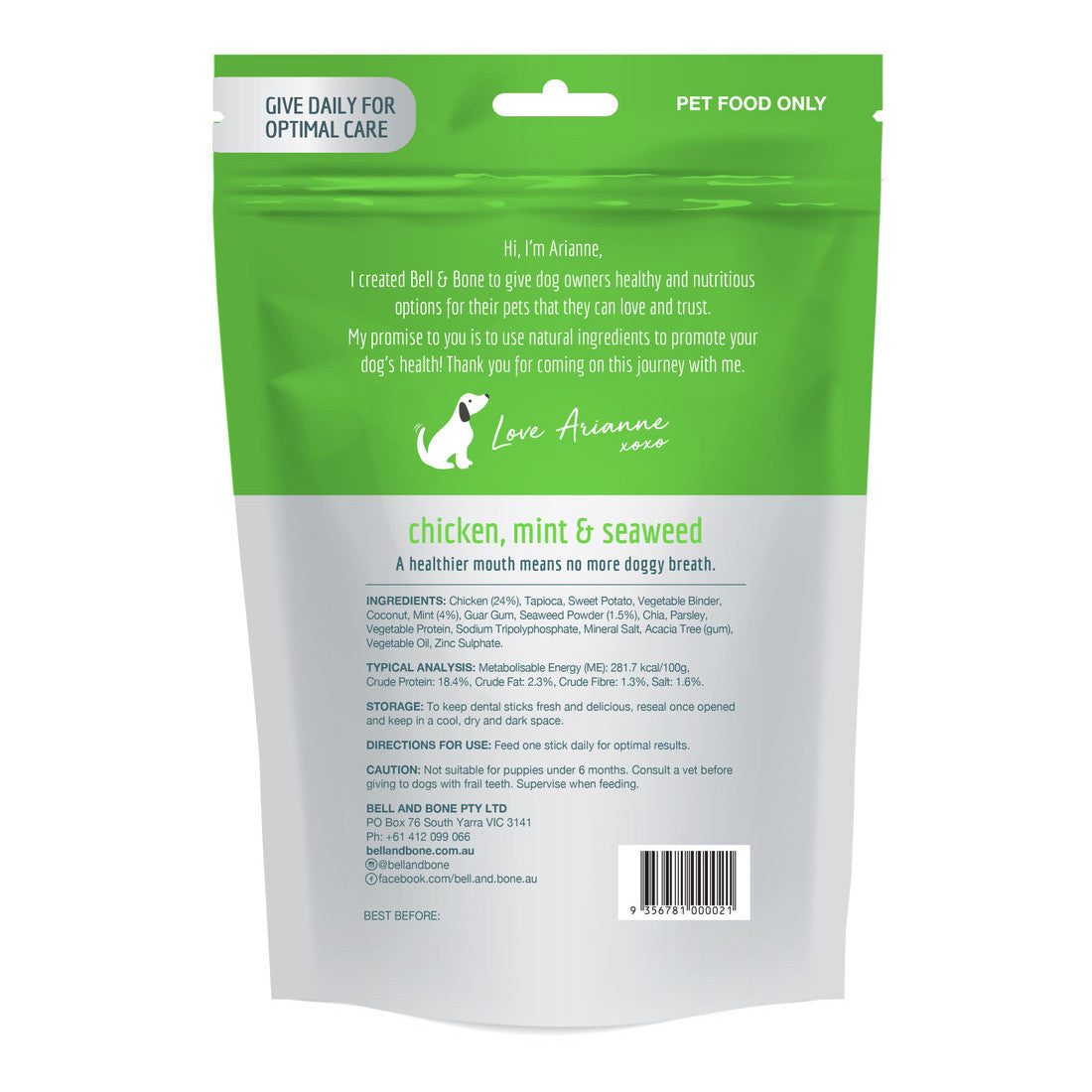 Bell & Bone Dental Sticks Chicken, Mint and Seaweed 231g