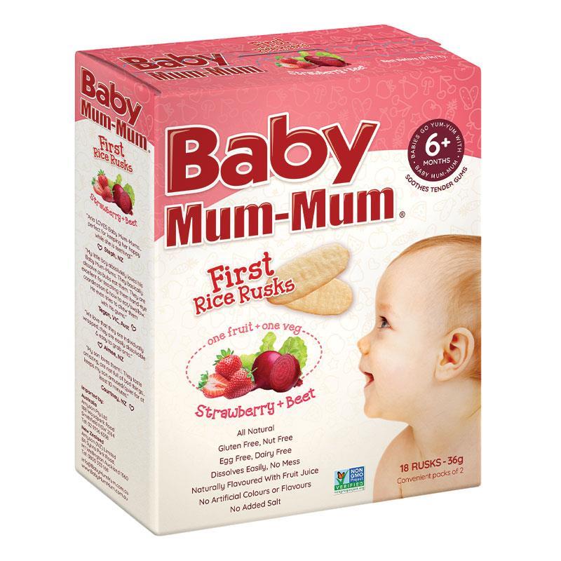 Baby Mum-Mum First Rice Rusks Strawberry and Beetroot 6 Months+ x18 36g