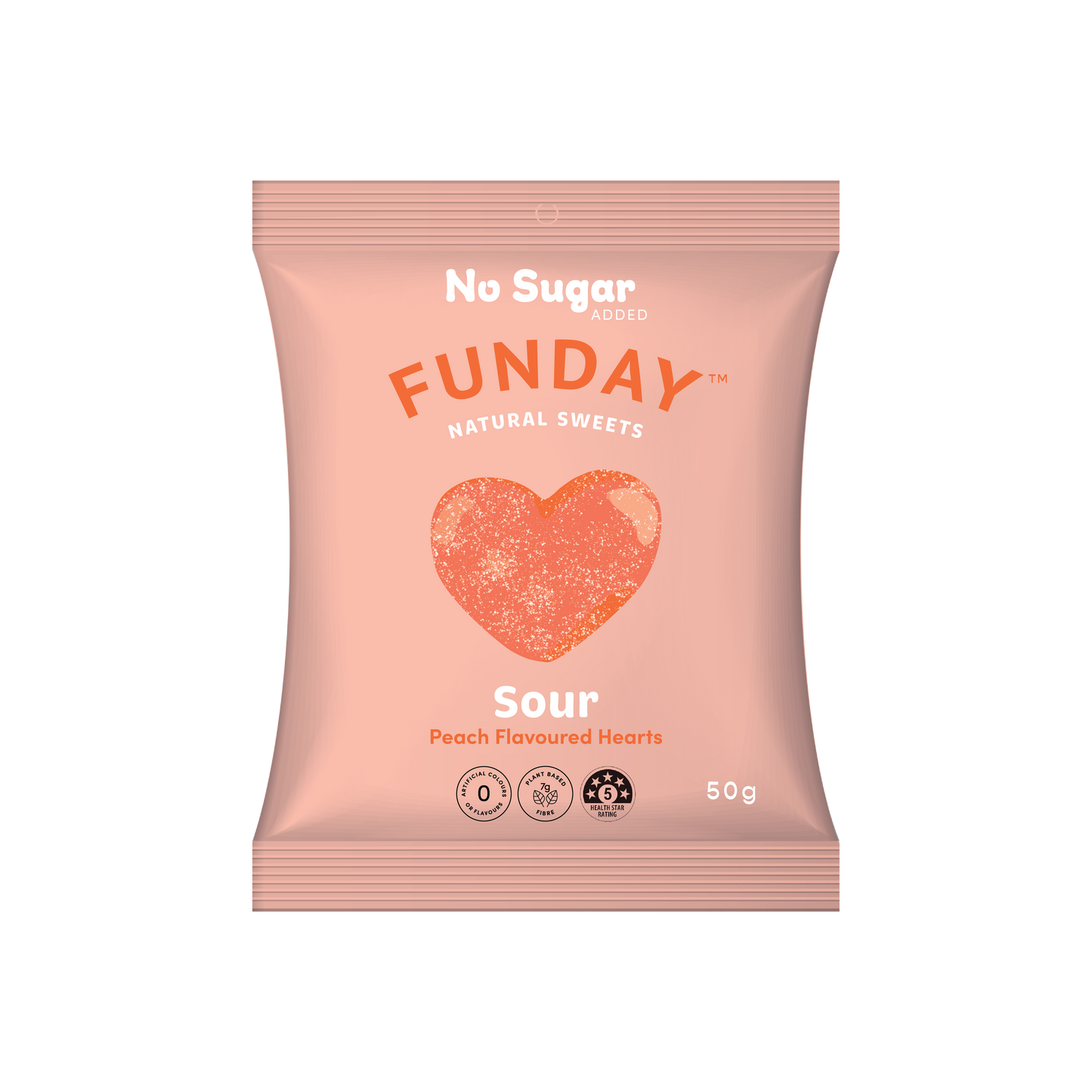 Funday Sour Peach Hearts 50g