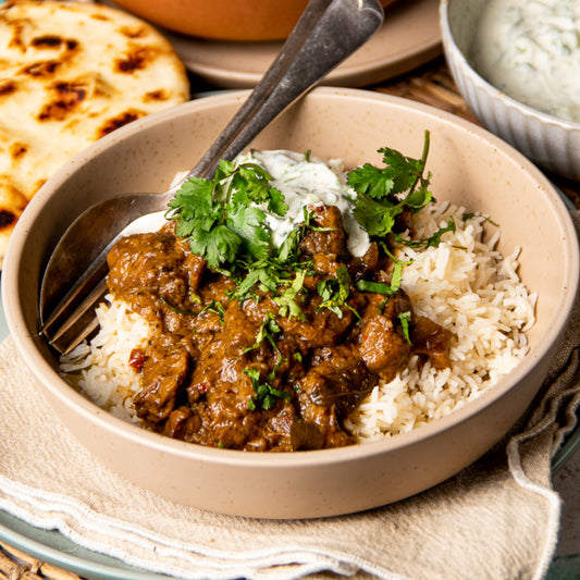 Beef Madras - with Basmati Rice and Raita