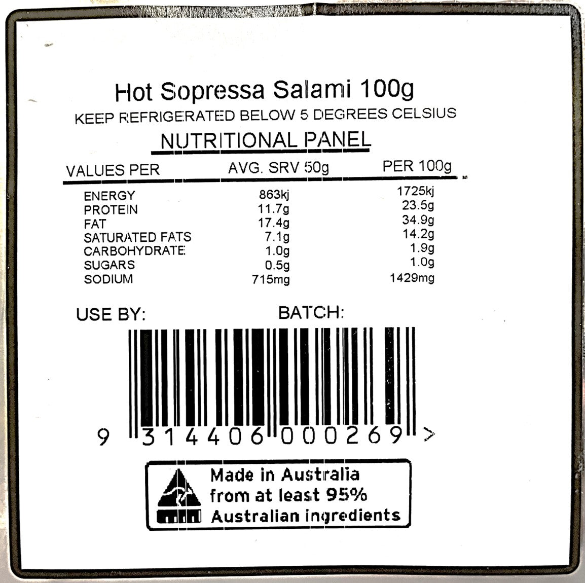 B-B Products Salami Sopressa 100g