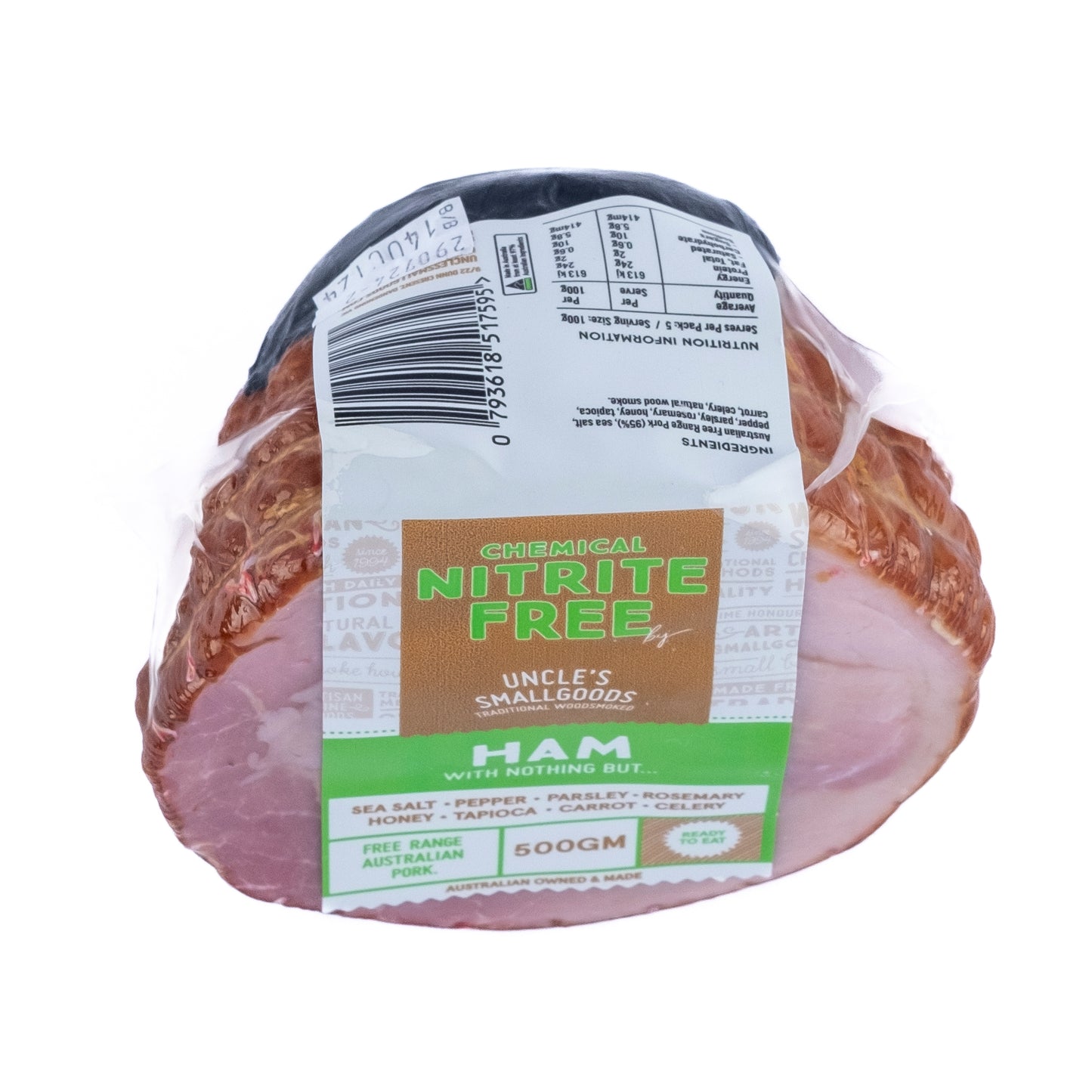 Uncle Smallgoods Nitrate Free Half Ham 500g