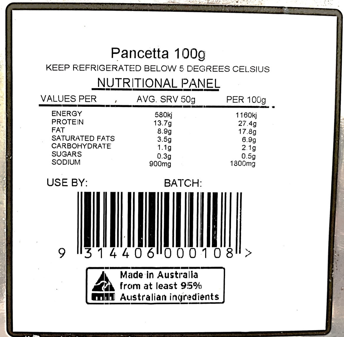 B.B Products Pancetta 100g