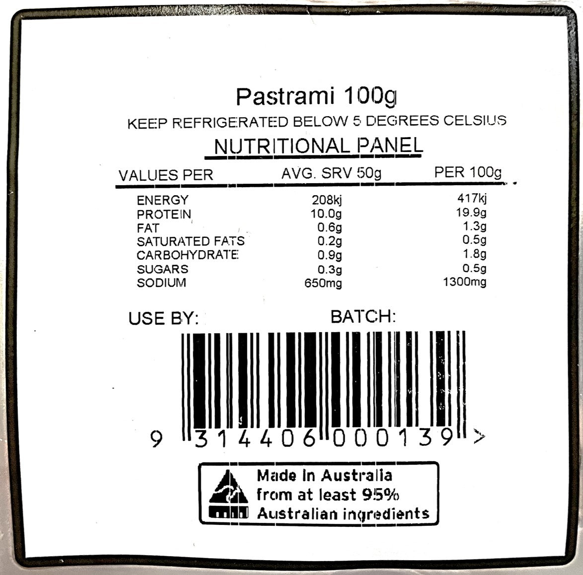 B-B Products Pastrami 100g