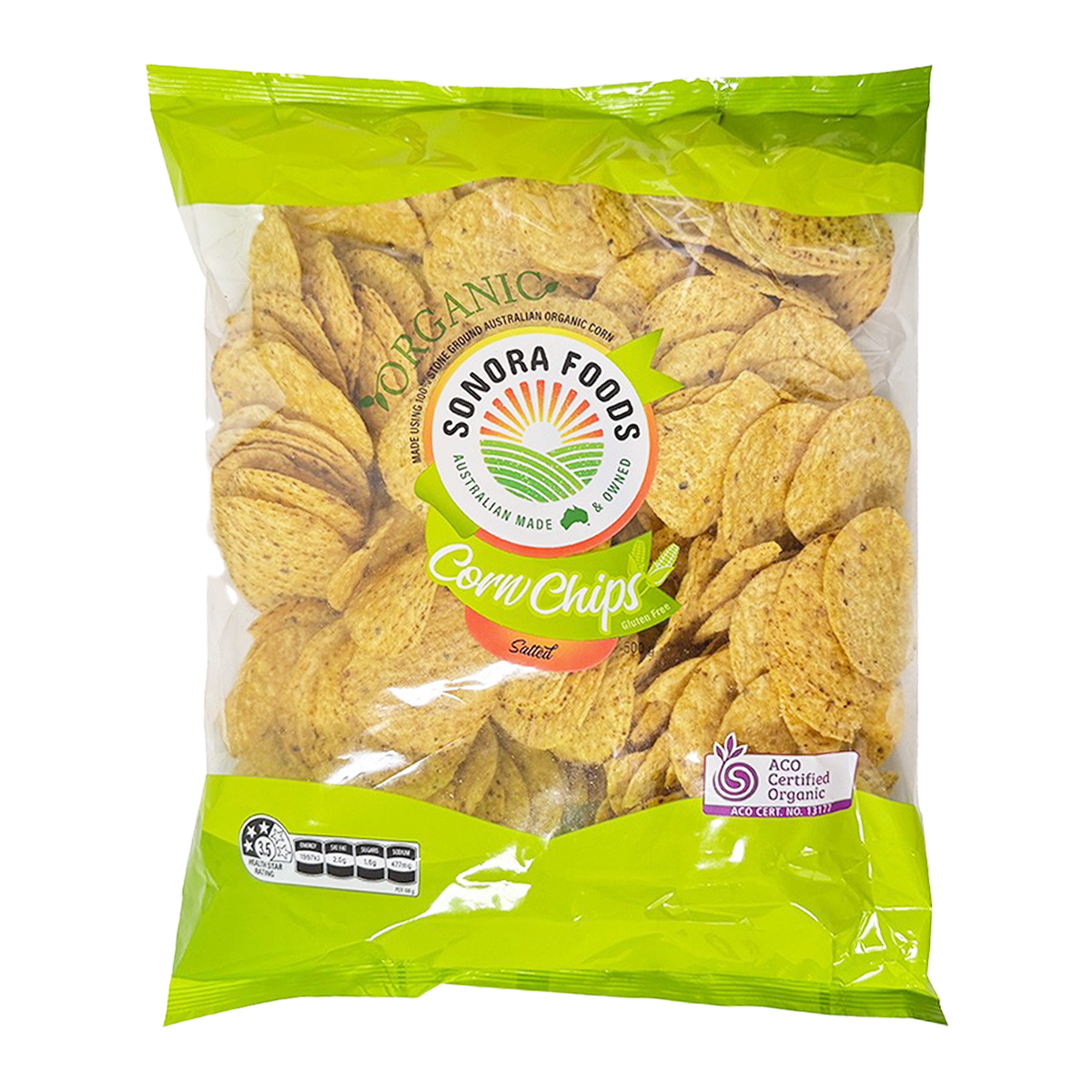 Sonora Organic Corn Chips Salted 500g