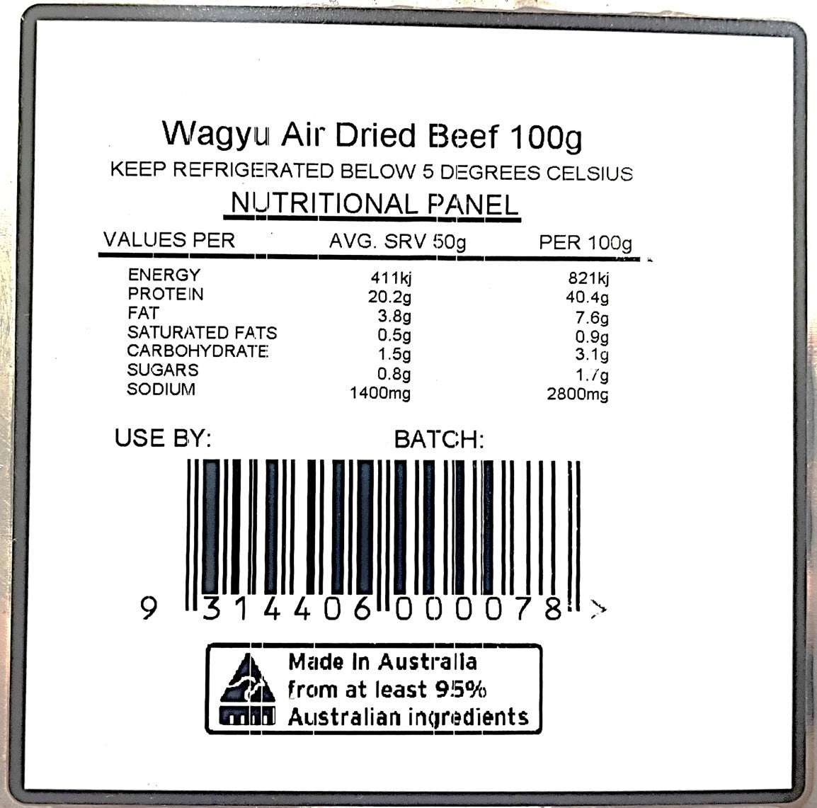 B-B Products Air Dried Wagyu Beef 100g