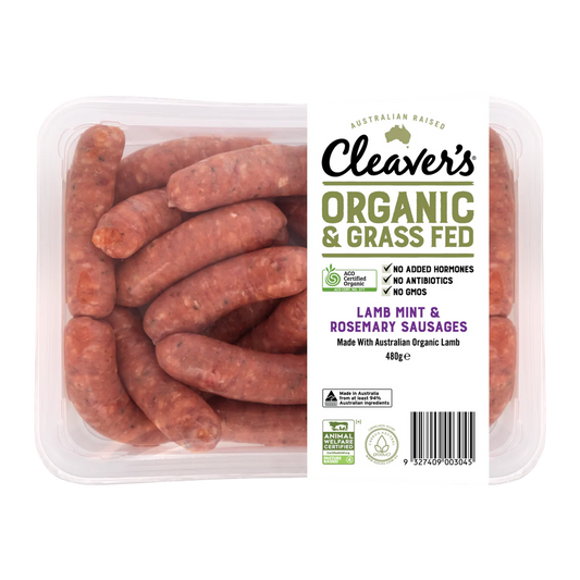 Cleaver's Organic Lamb and Rosemary Sausages 480g