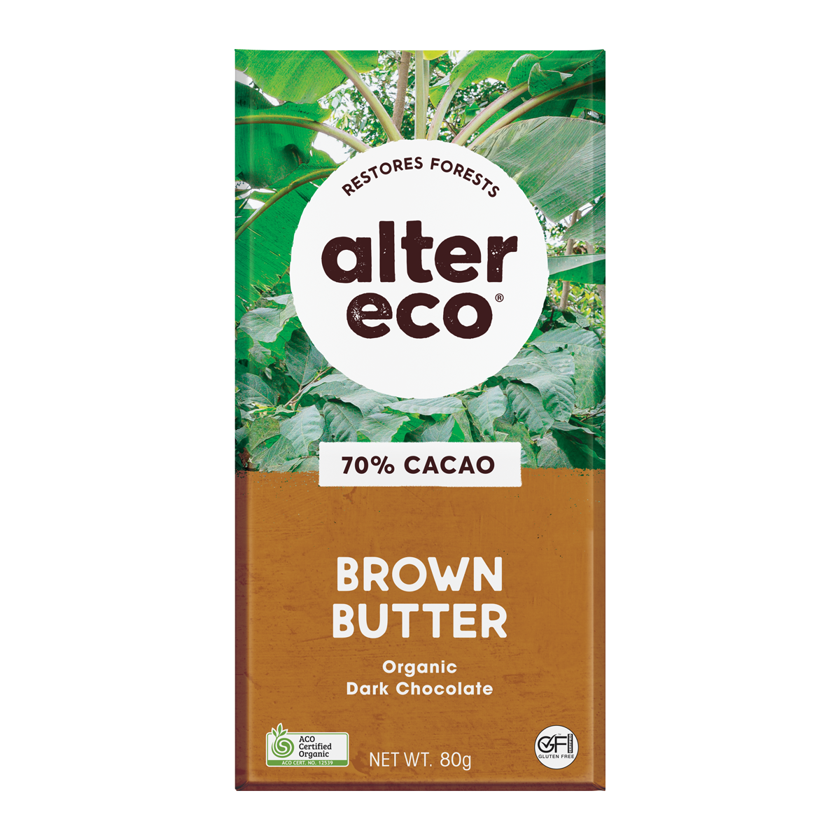 Alter Eco Organic 70% Dark Chocolate Brown Butter 80g