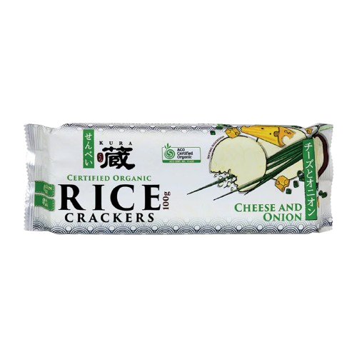 Kura Organic Rice Crackers Cheese & Onion 100g