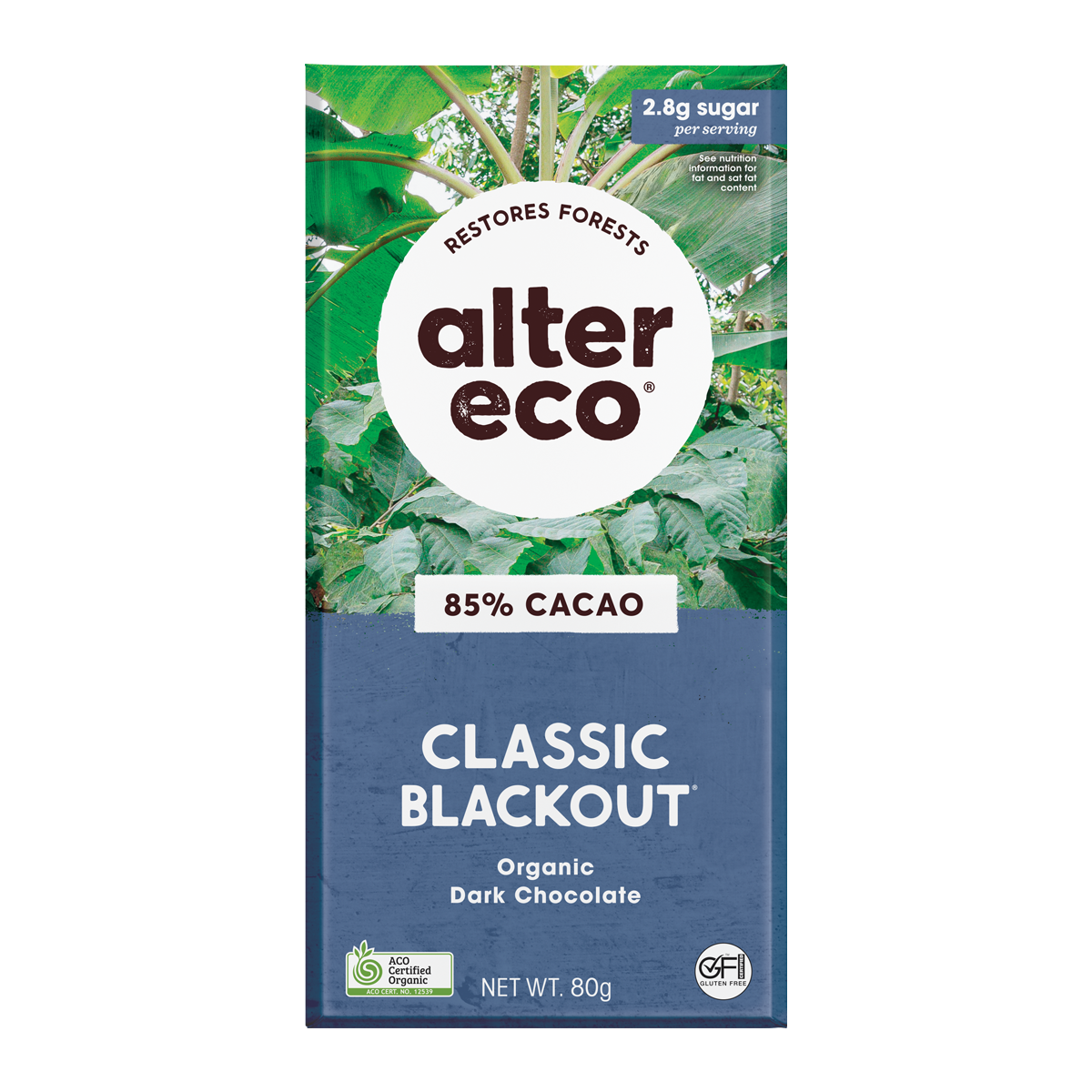 Alter Eco Organic 85% Dark Chocolate Classic Blackout 80g