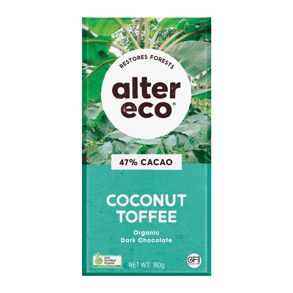 Alter Eco Organic 47% Dark Chocolate Salted Coconut Toffee 80g