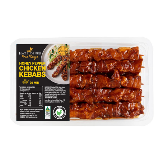 Hazeldenes Free Range Chicken Kebabs Honey Pepper 375g