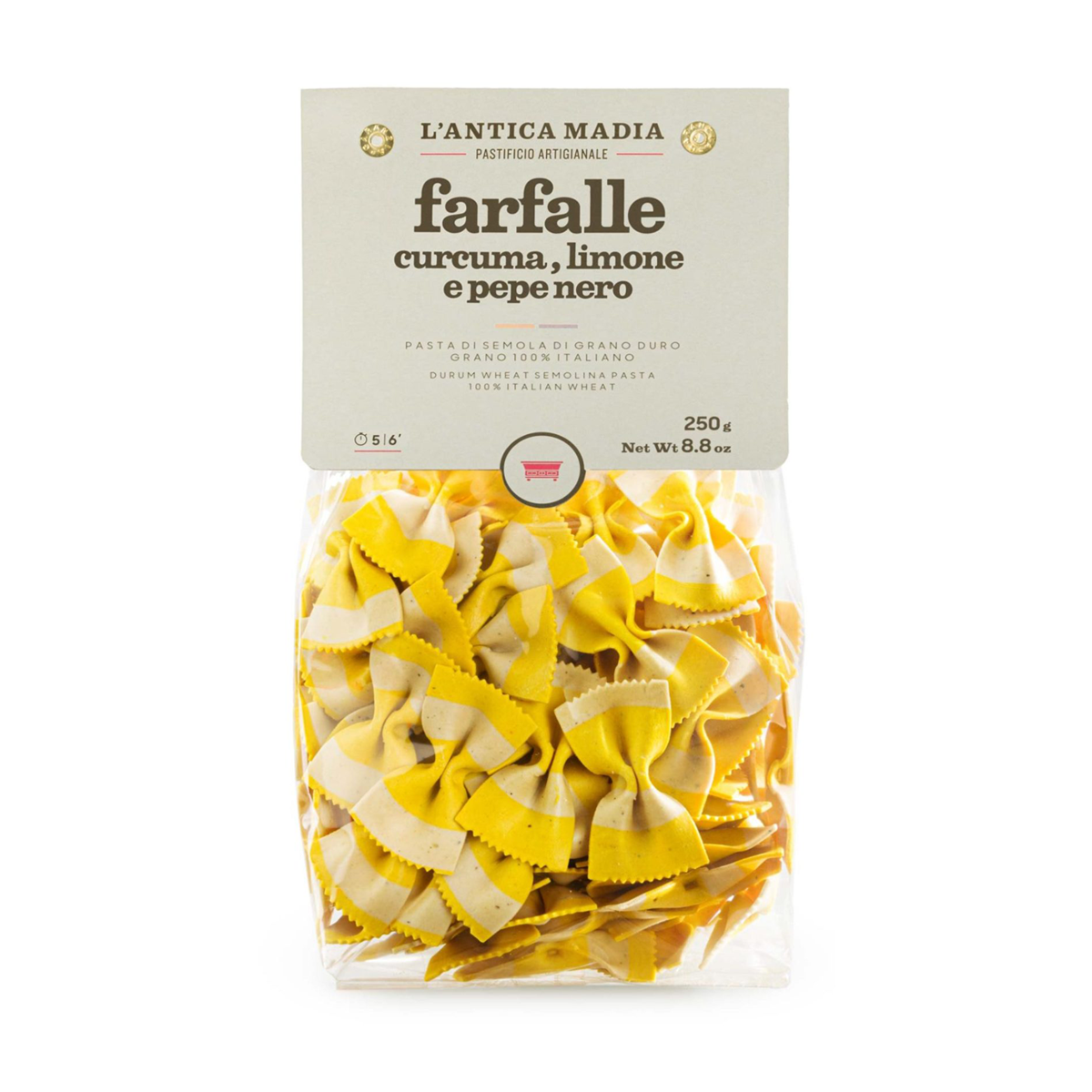 L'antica Madia Farfalle Turmeric Lemon and Black Pepper 250g