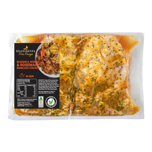 Hazeldenes Free Range Boneless Marinated Chicken Manuka Honey and Rosemary 800g-1.2kg