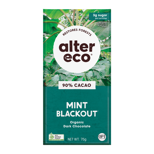 Alter Eco Organic 90% Dark Chocolate Mint Blackout 75g