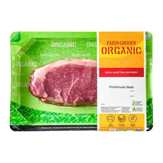 Farm Grown Organic Beef Porterhouse Steak 150-250g