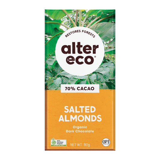 Alter Eco Organic Dark Chocolate Salted Almond 80g