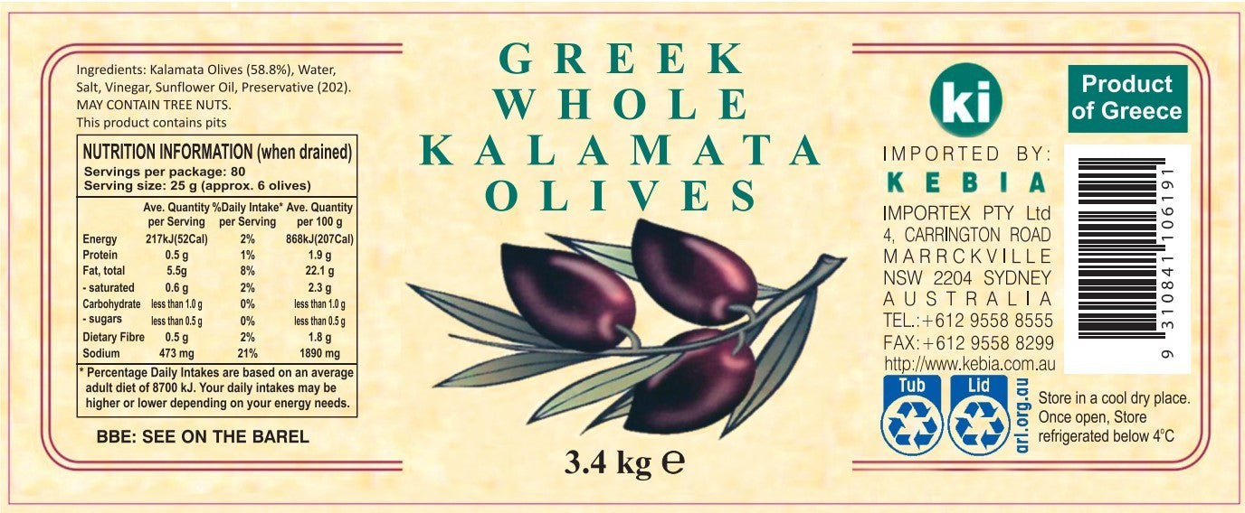 Kebia Kalamata Olives 3.4kg