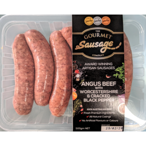 The Gourmet Sausage Angus Beef, Worcestershire and Black Cracked Pepper Sausages 480g