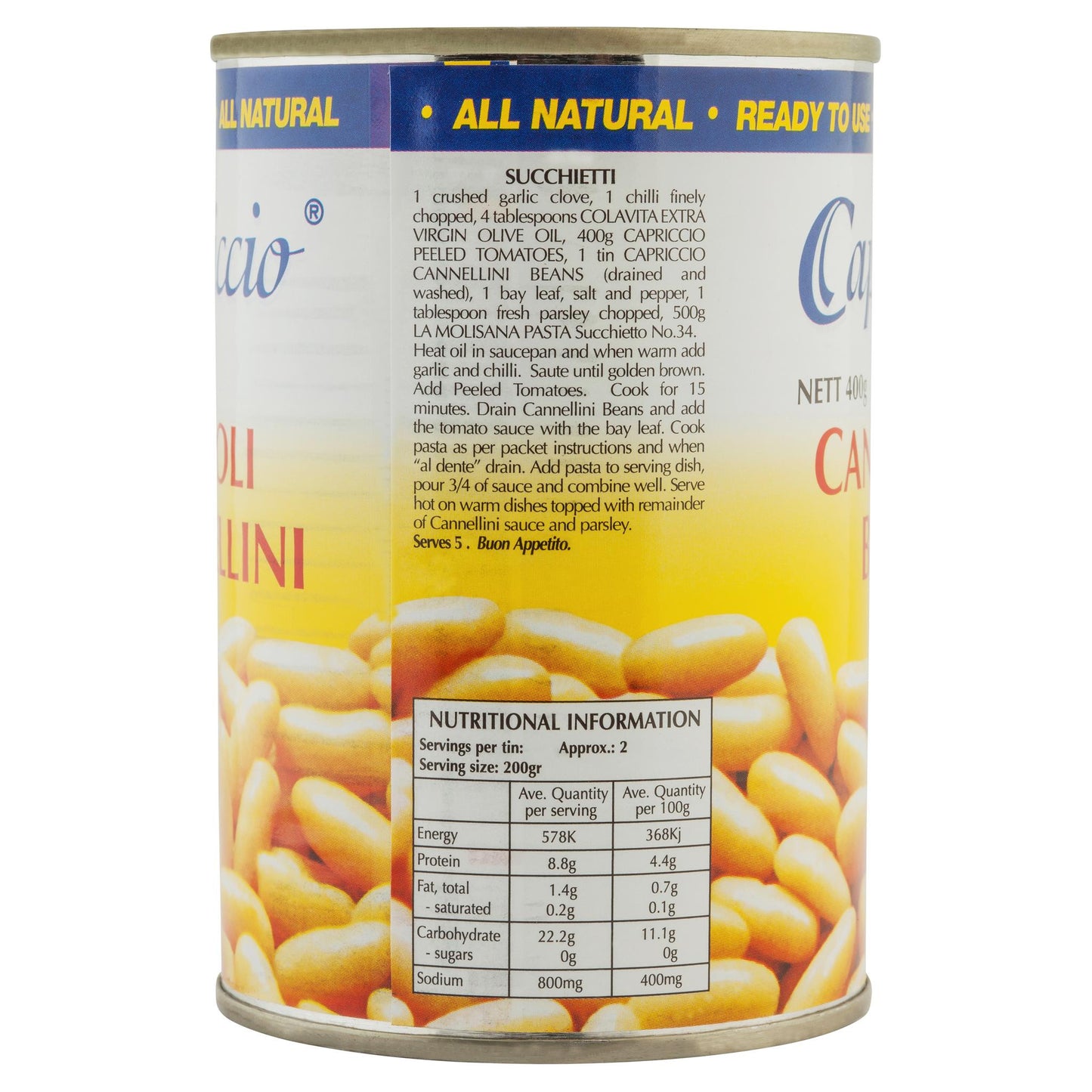 Capriccio Cannellini Beans 400g , Grocery-Can Veg - HFM, Harris Farm Markets
 - 2