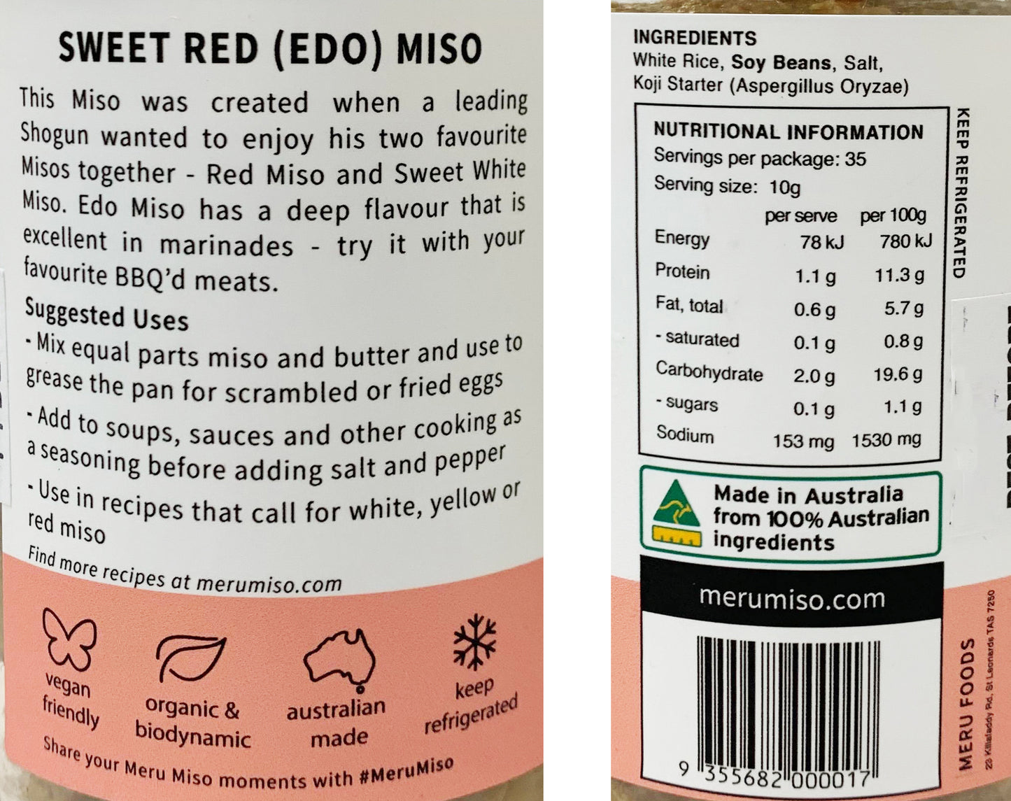 Meru Miso Sweet Red Miso EDO 350g