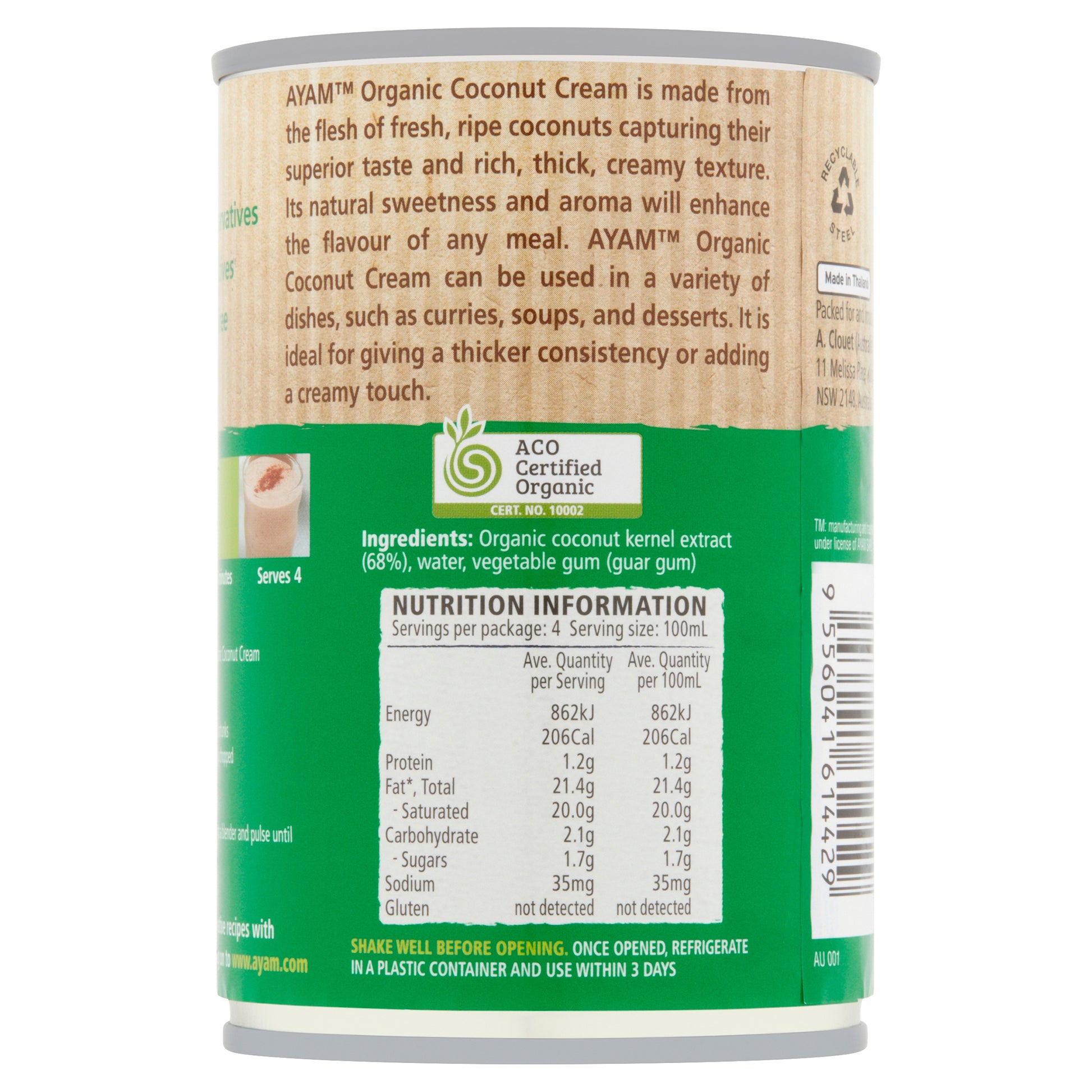 Ayam Organic Coconut Cream | Harris Farm Online