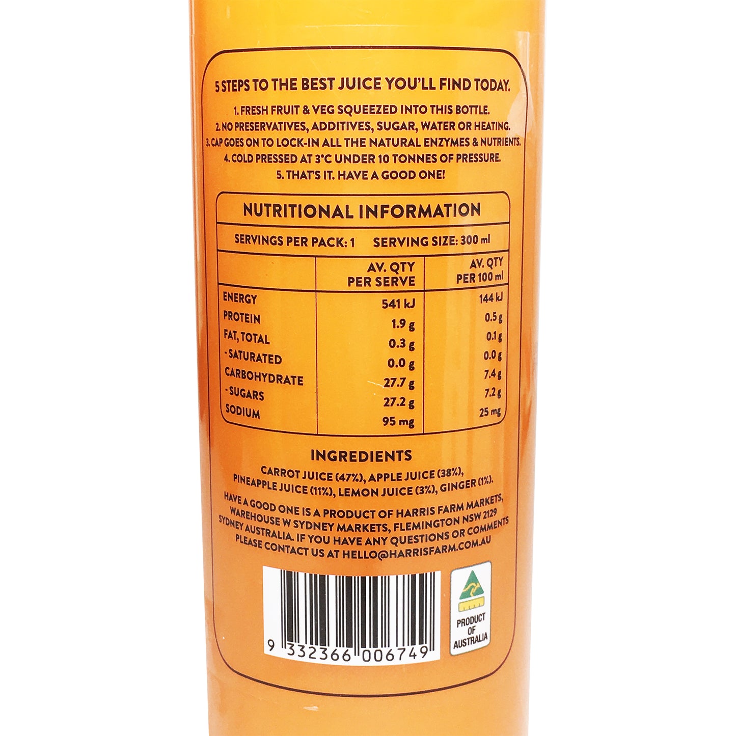 Harris Farm Cold Pressed Carrot Shield Juice 300ml