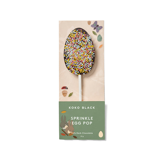 Koko Black Sprinkle Egg Pop 54% Dark Chocolate | Harris Farm Online