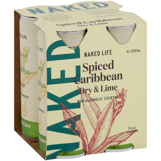 Naked Life Cocktail Spiced Caribbean Dry and Lime 4x250mL